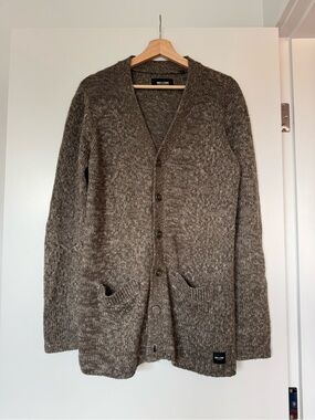 Brown Marled Button-Up Men's Cardigan